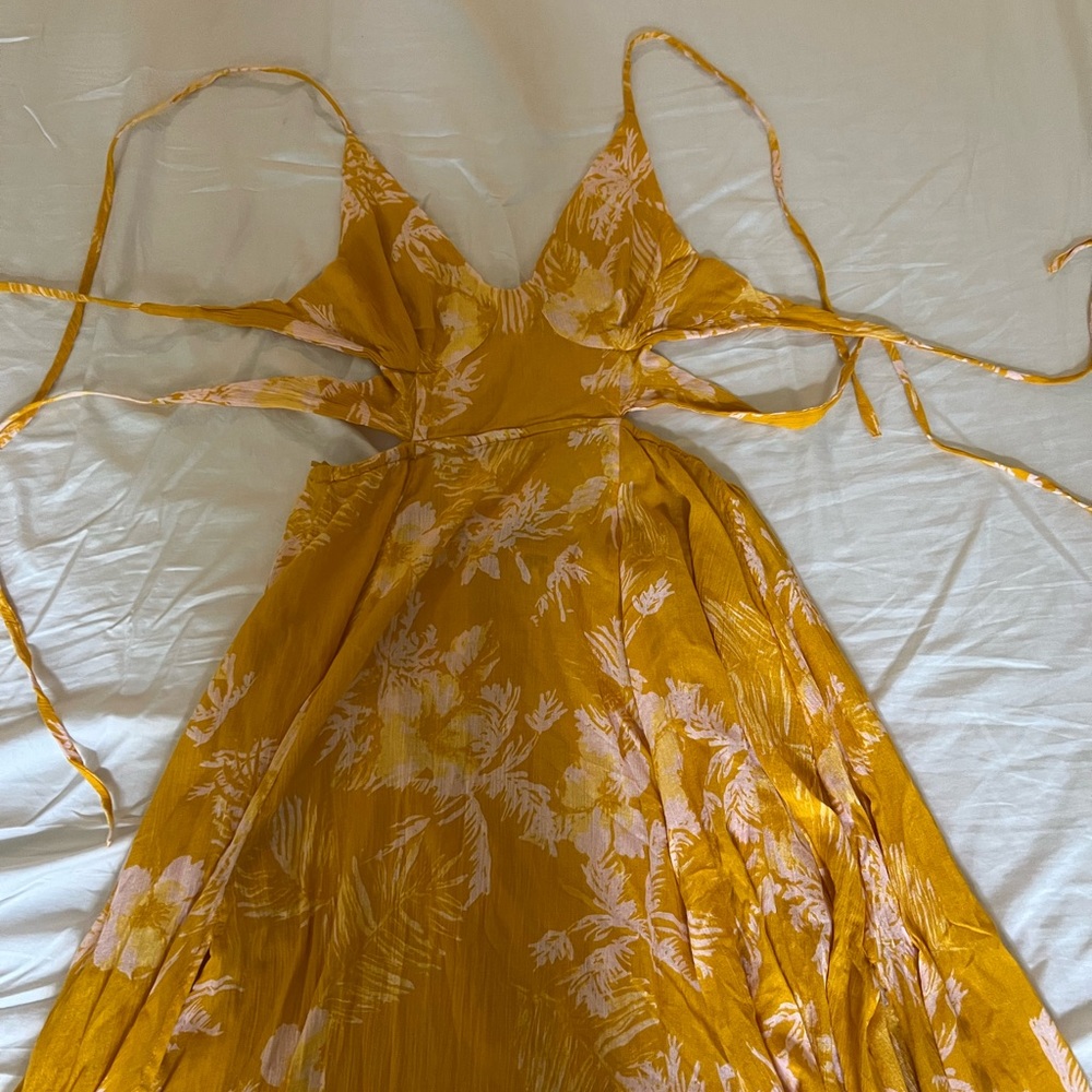 free people maxi yellow floral dress
